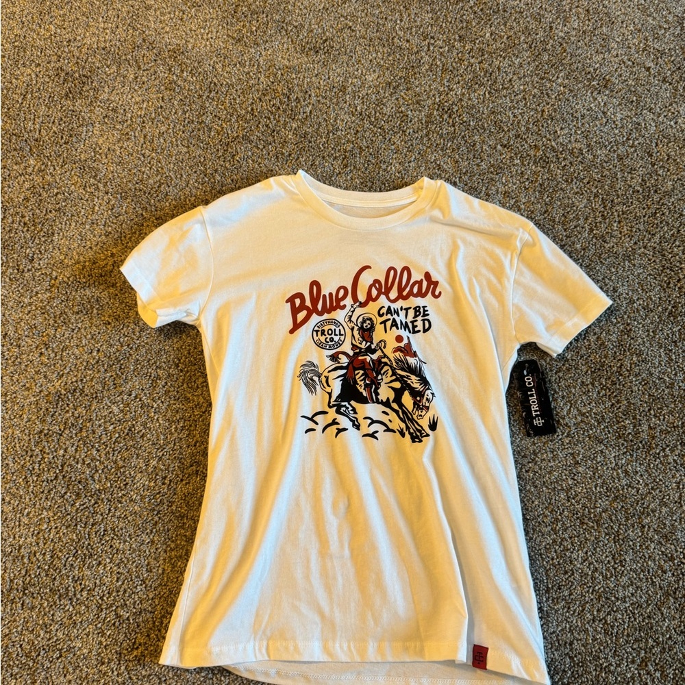 Trolls White Short Sleeve Tee Play Guitar Graphic